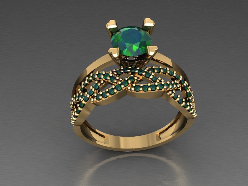 TW044- Diamond ring 3D print model_2