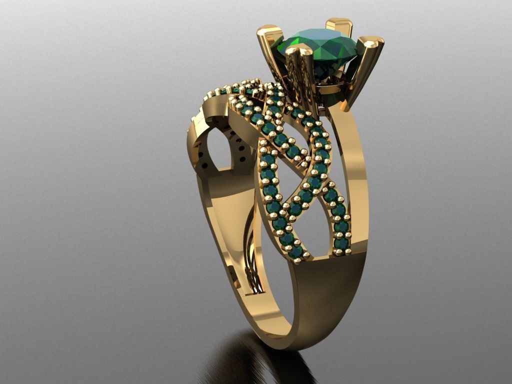 TW044- Diamond ring 3D print model_3