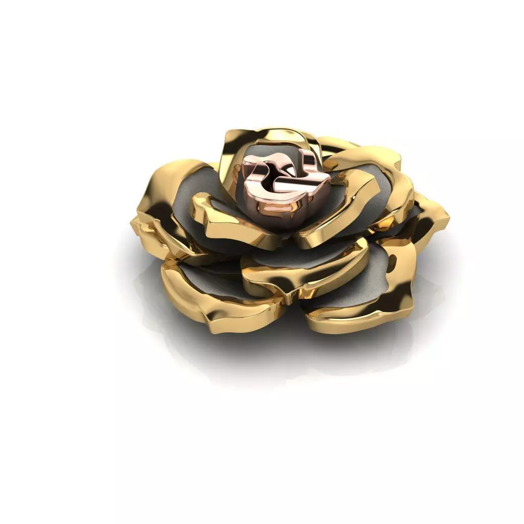 flower gold plated brooch Free 3D print model