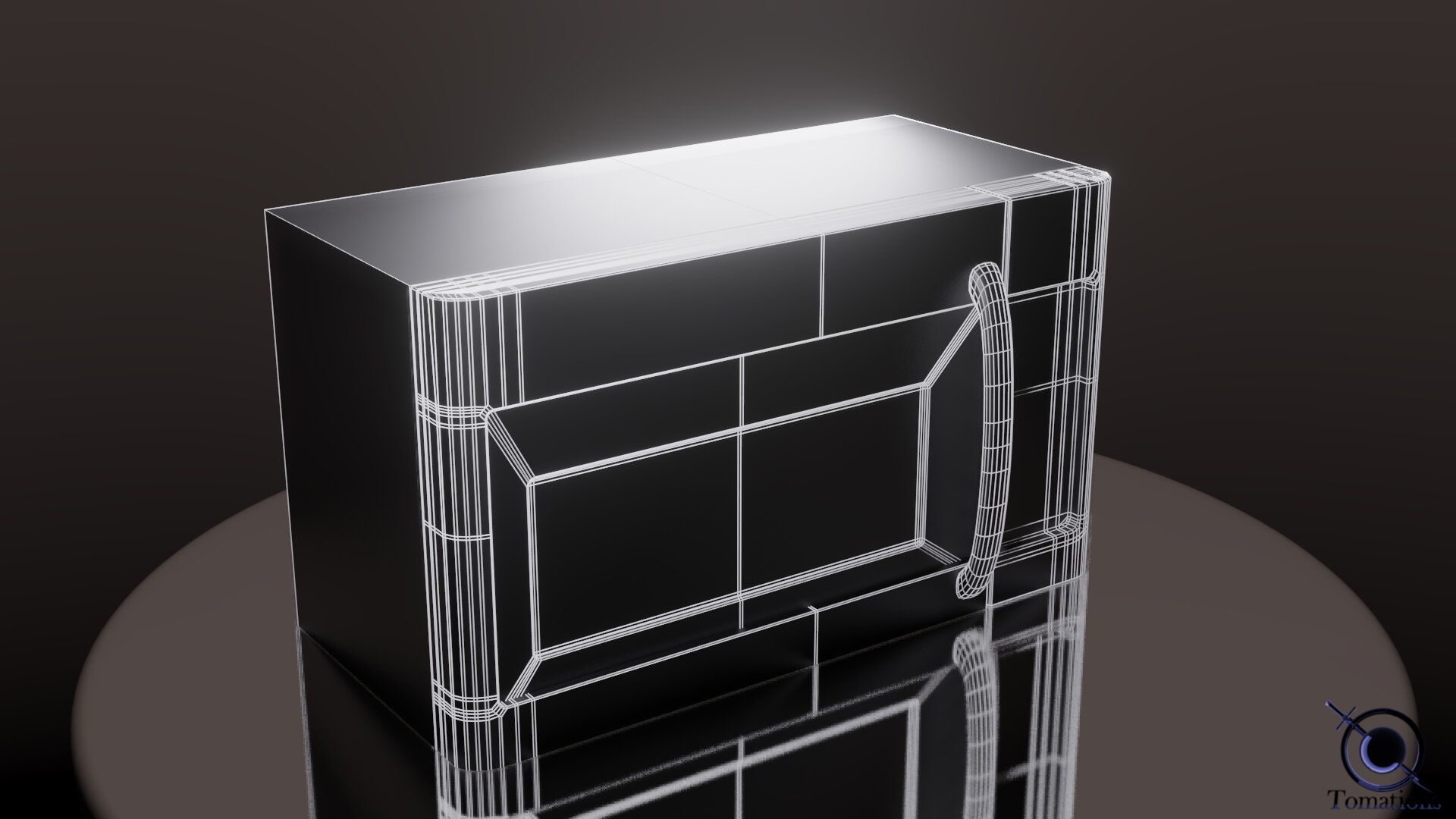 Microwave Low-poly 3D model_11