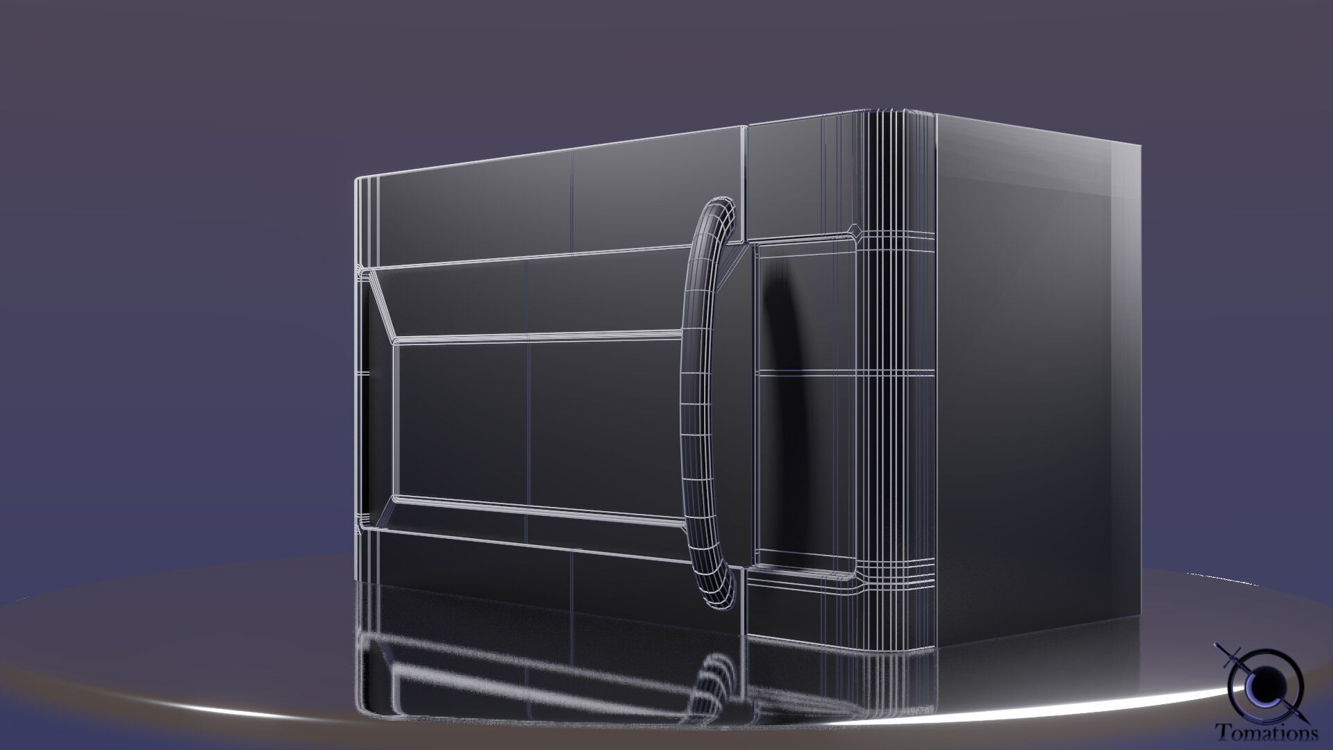 Microwave Low-poly 3D model_9