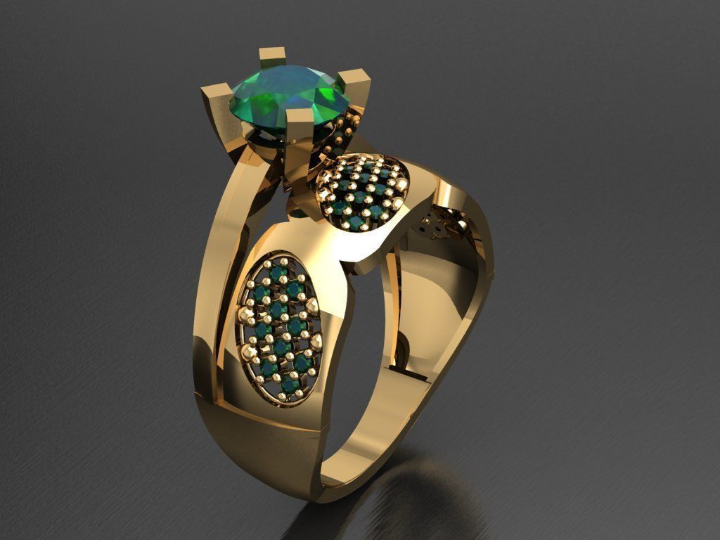 TW047- Diamond ring 3D print model_2