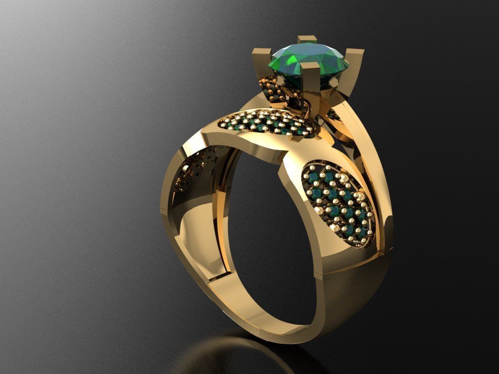 TW047- Diamond ring 3D print model_4