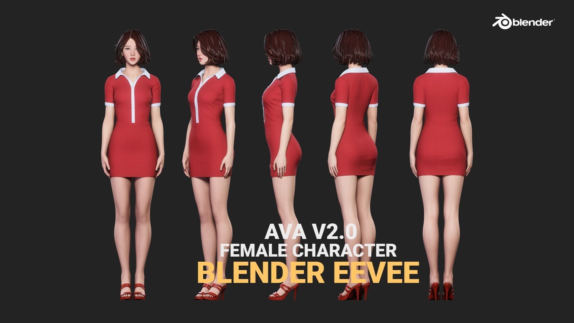 Ava v2 - Female Rigged Character 3D model_1