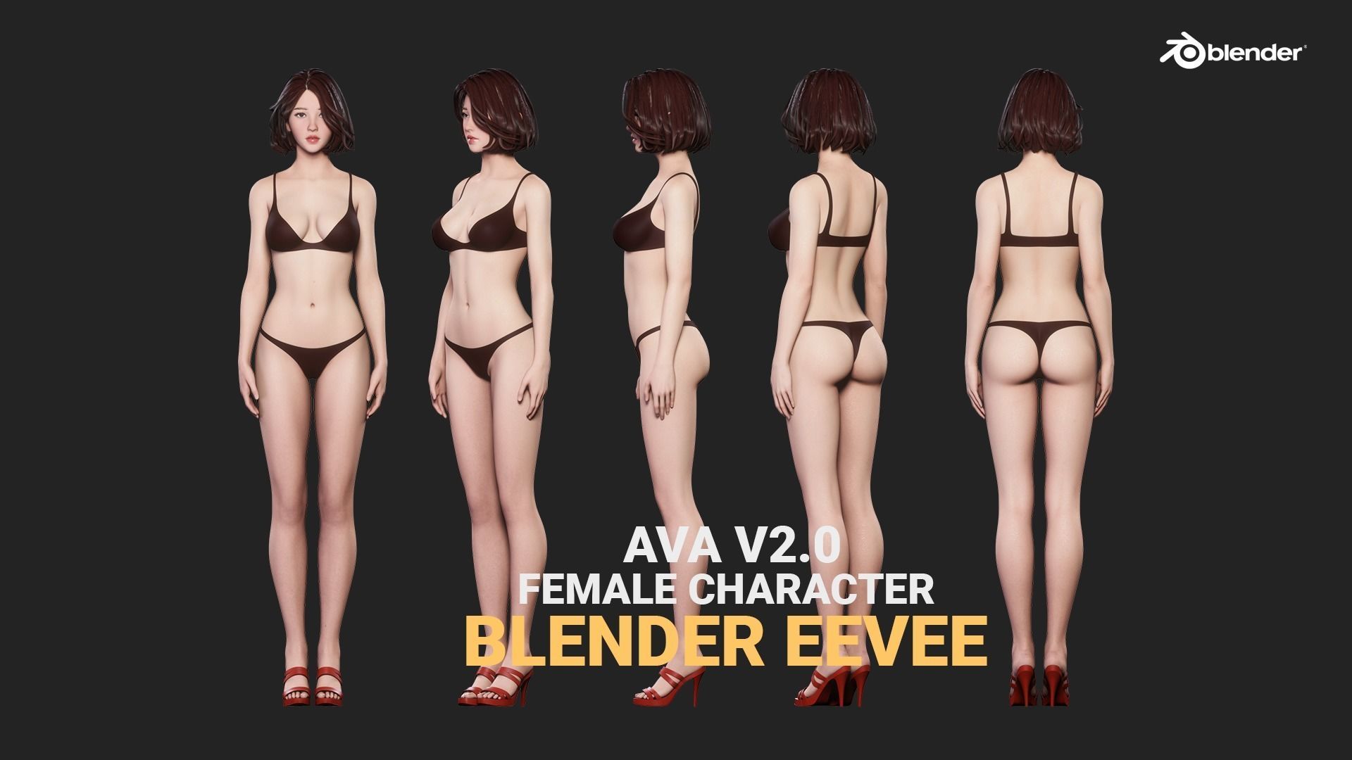 Ava v2 - Female Rigged Character 3D model_2