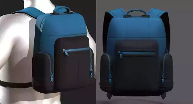 Backpack bag baggage Color 3d low poly Low-poly 