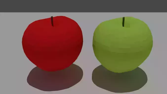 Low-poly Apple 3D model two apples