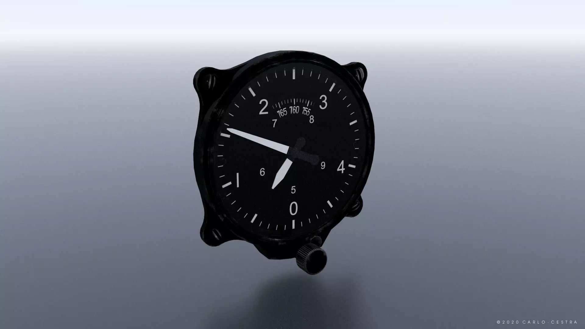 JAPANESE ALTIMETER GAUGE Low-poly 3D model_0