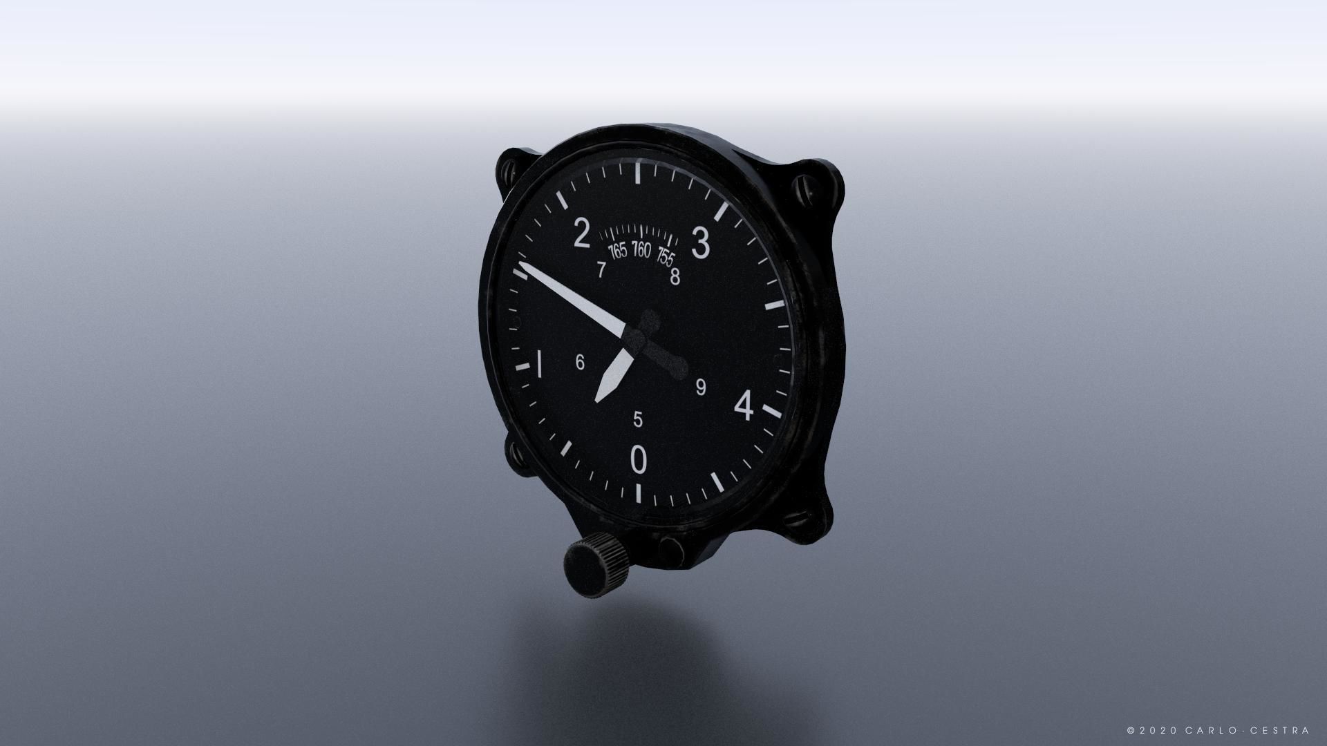 JAPANESE ALTIMETER GAUGE Low-poly 3D model_1