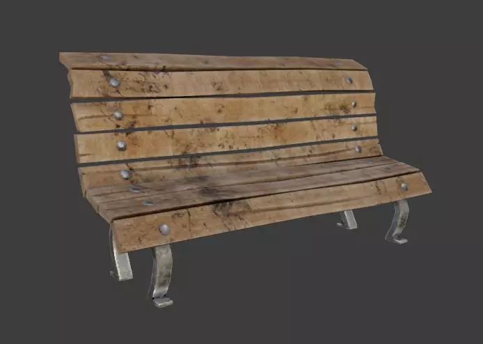 Stylized bench Low-poly 3D model