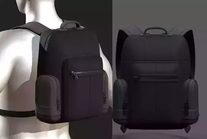 Backpack bag baggage Color 3d low poly Low-poly 
