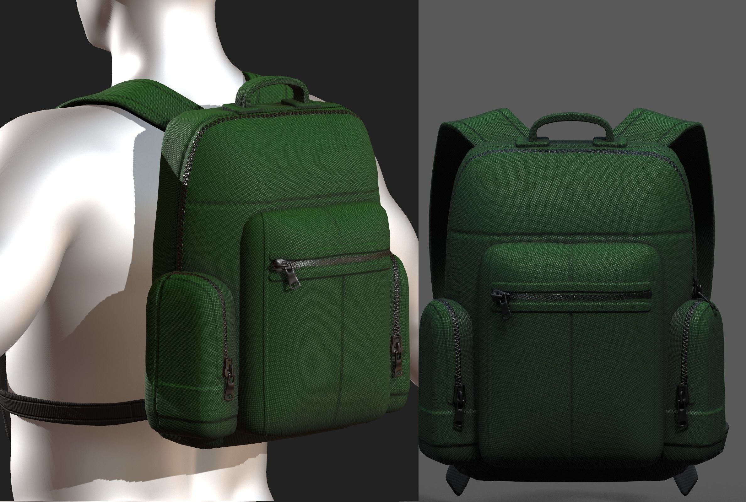 VR / AR ready Backpack bag baggage Color 3d low poly 1