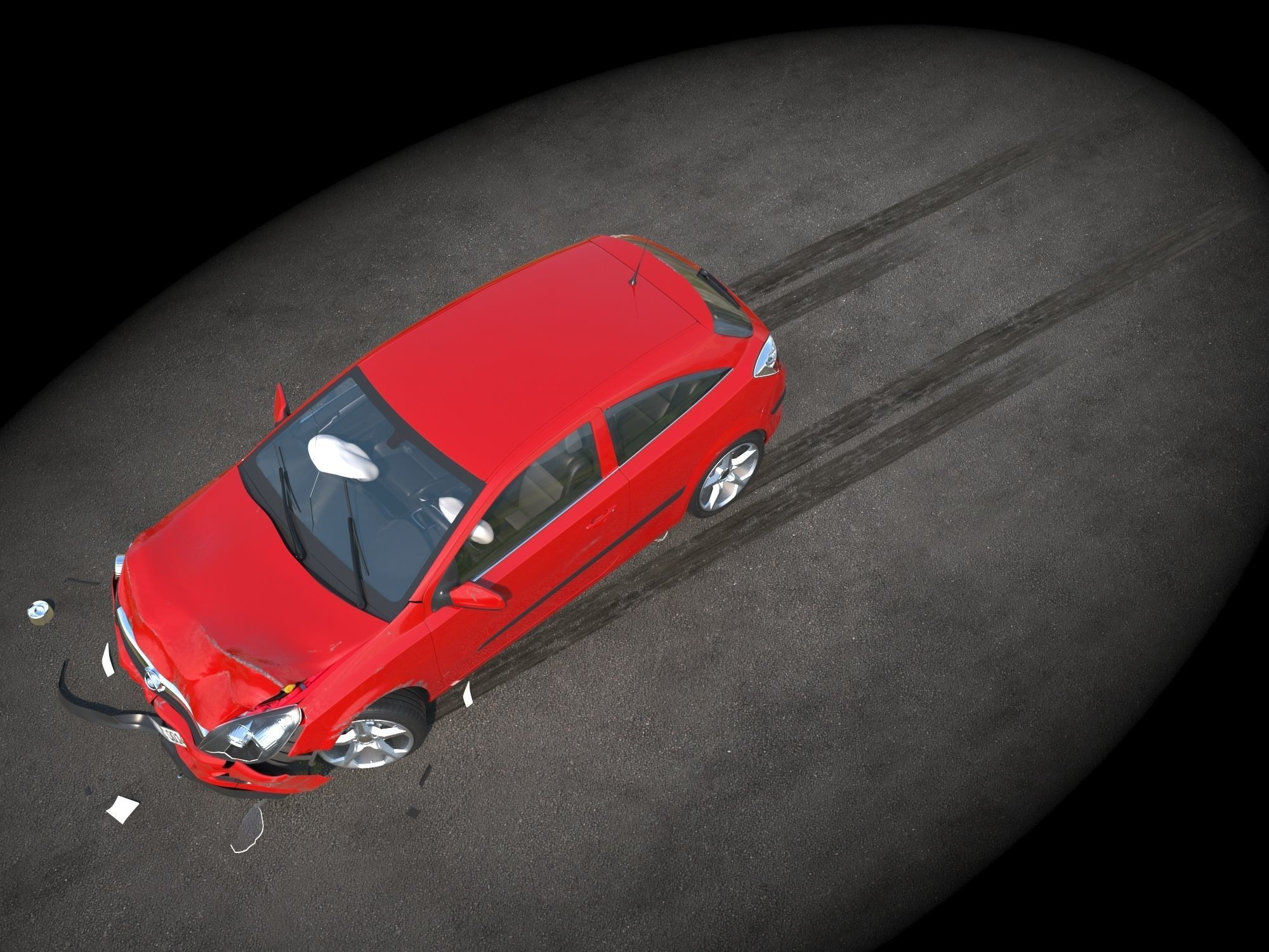 Crashed Wrecked Car 2 Low-poly 3D model_5