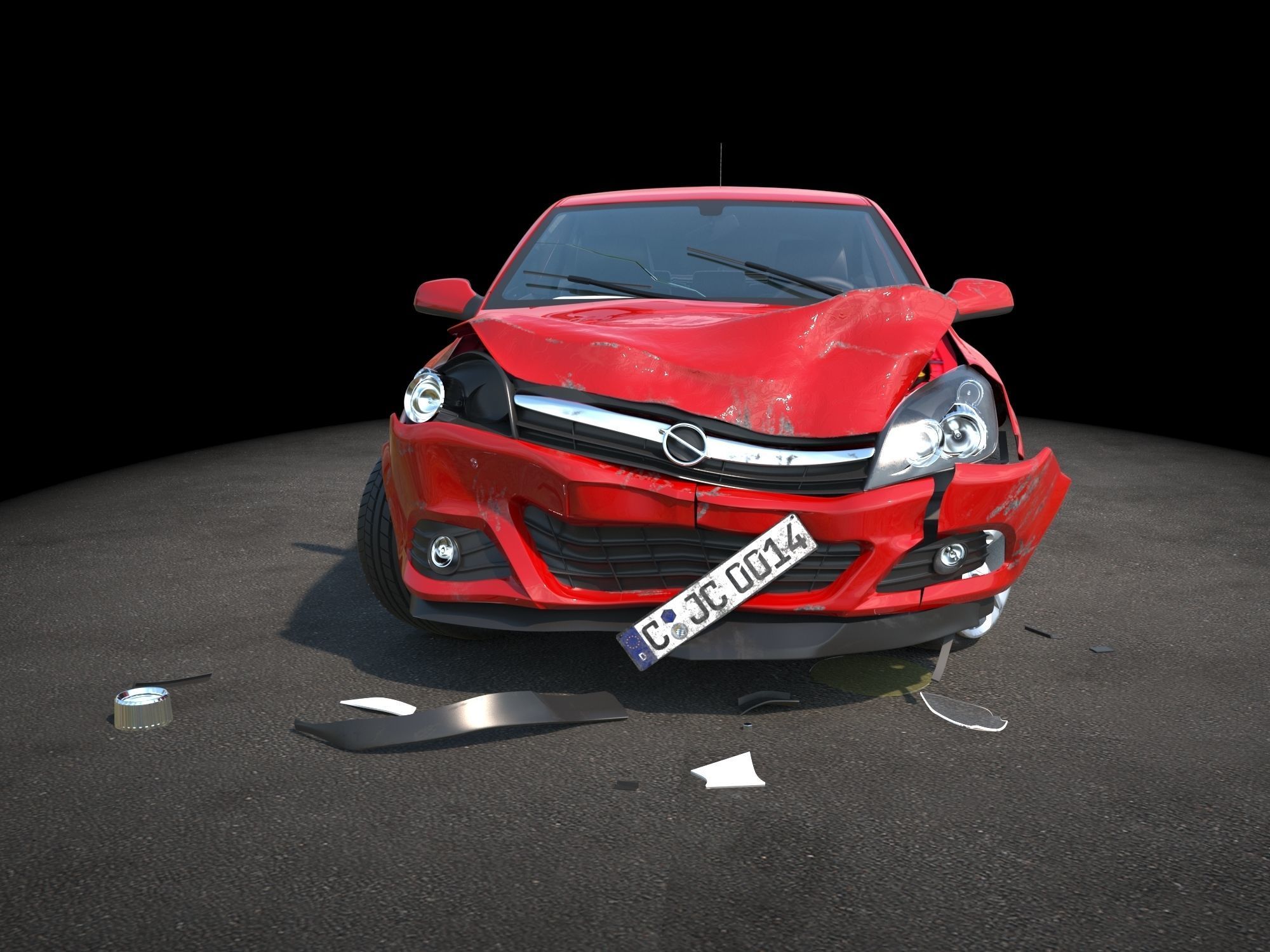 Crashed Wrecked Car 2 Low-poly 3D model_17