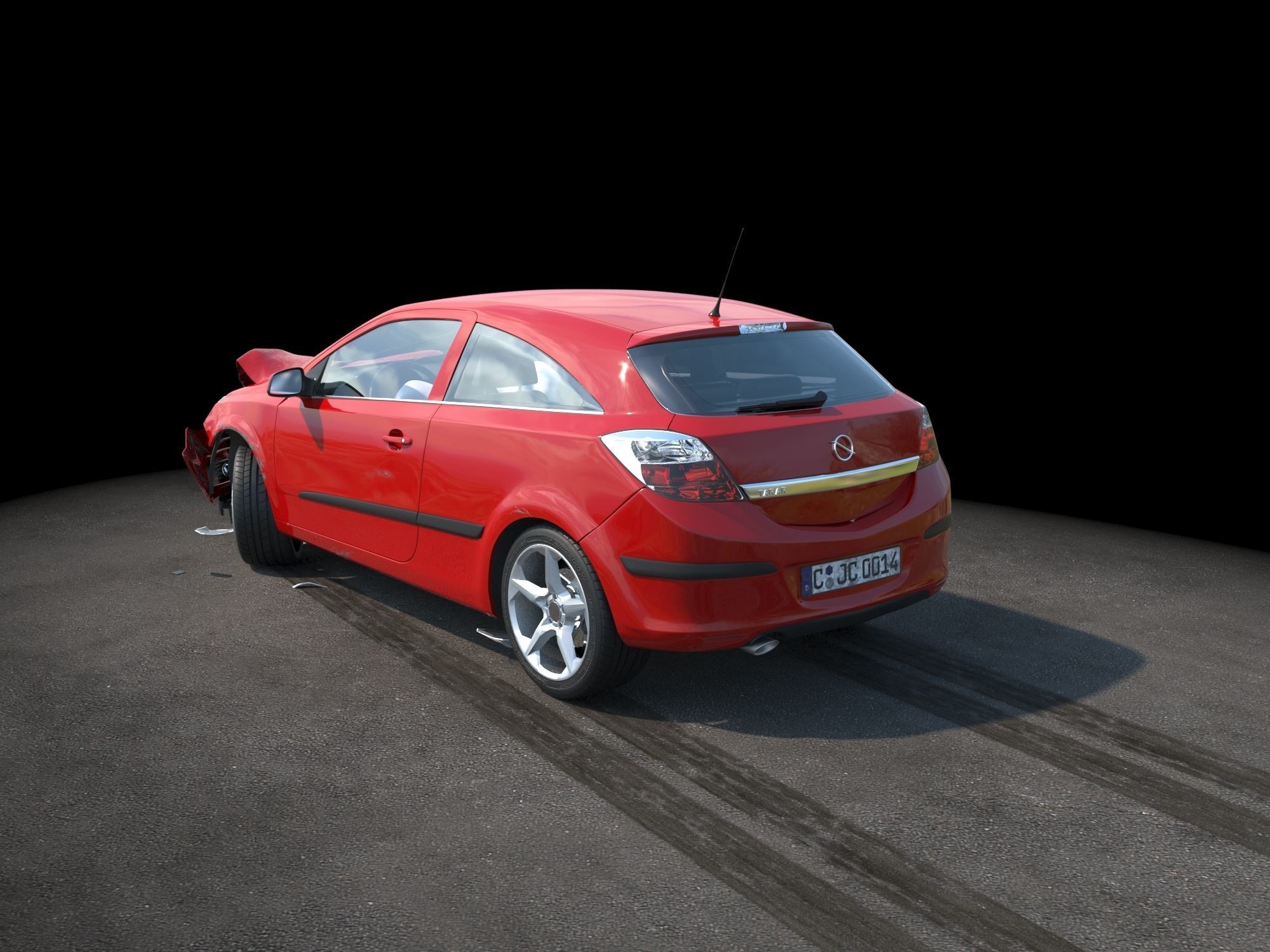 Crashed Wrecked Car 2 Low-poly 3D model_20