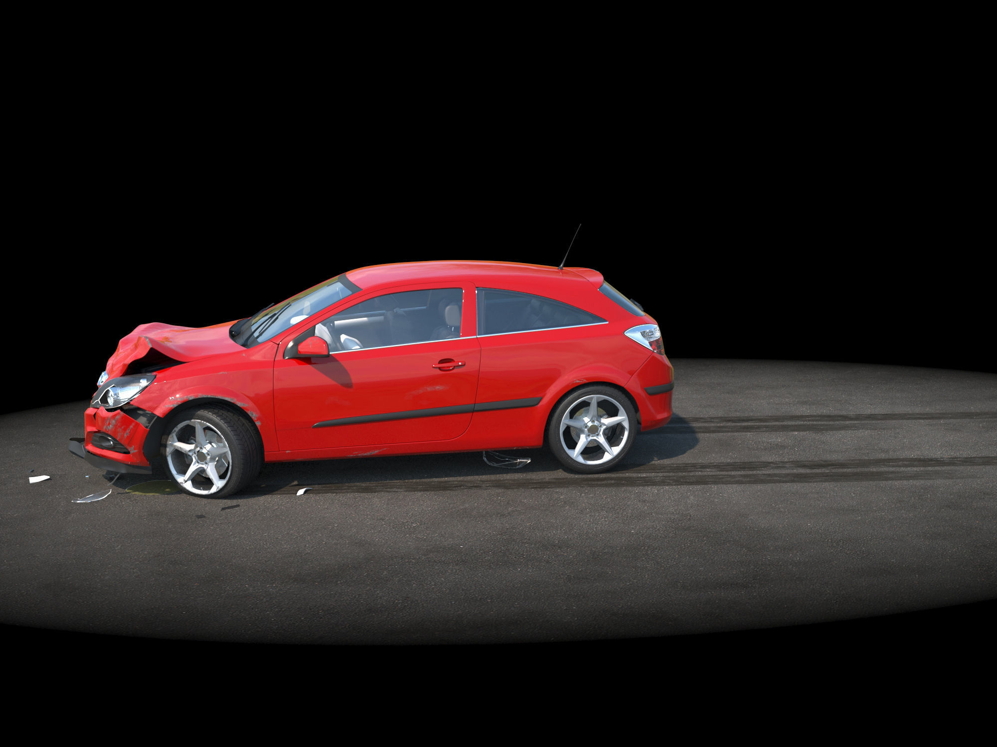 Crashed Wrecked Car 2 Low-poly 3D model_23