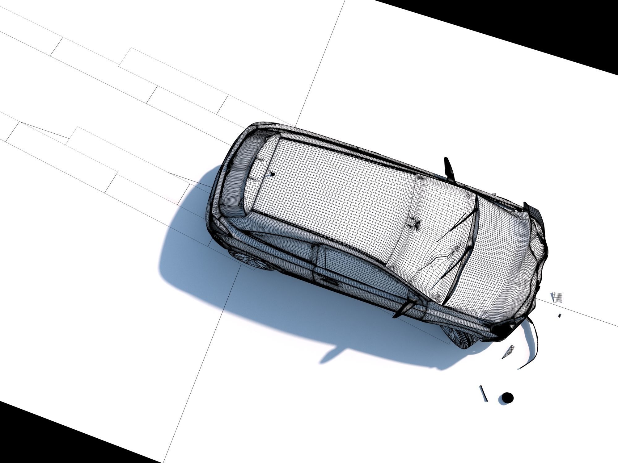 Crashed Wrecked Car 2 Low-poly 3D model_9