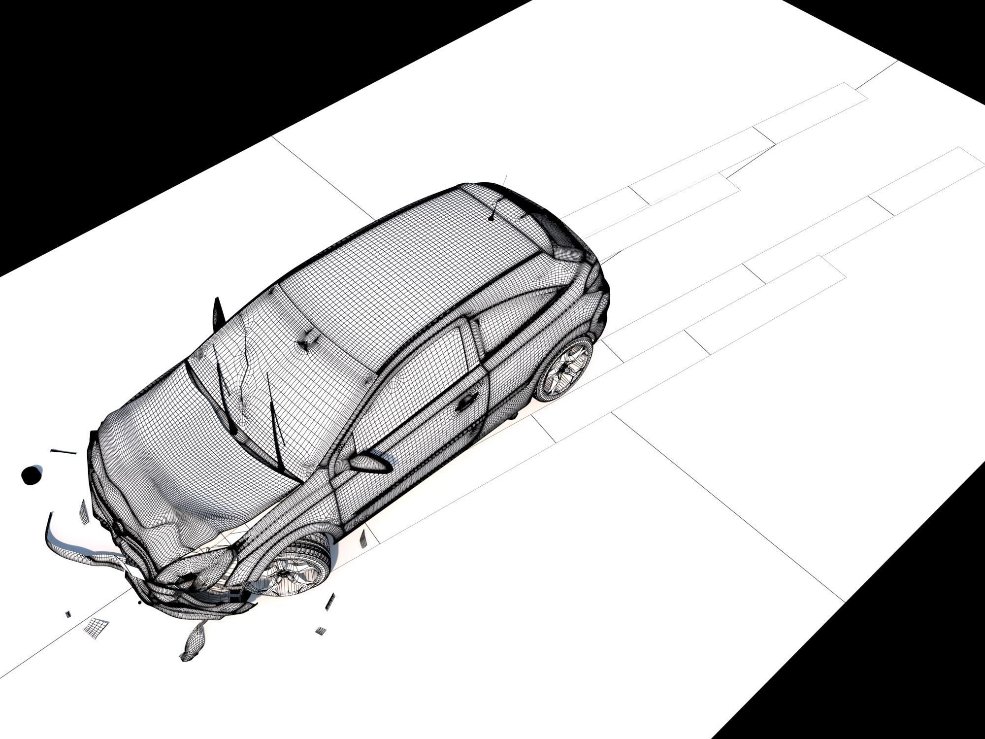 Crashed Wrecked Car 2 Low-poly 3D model_6