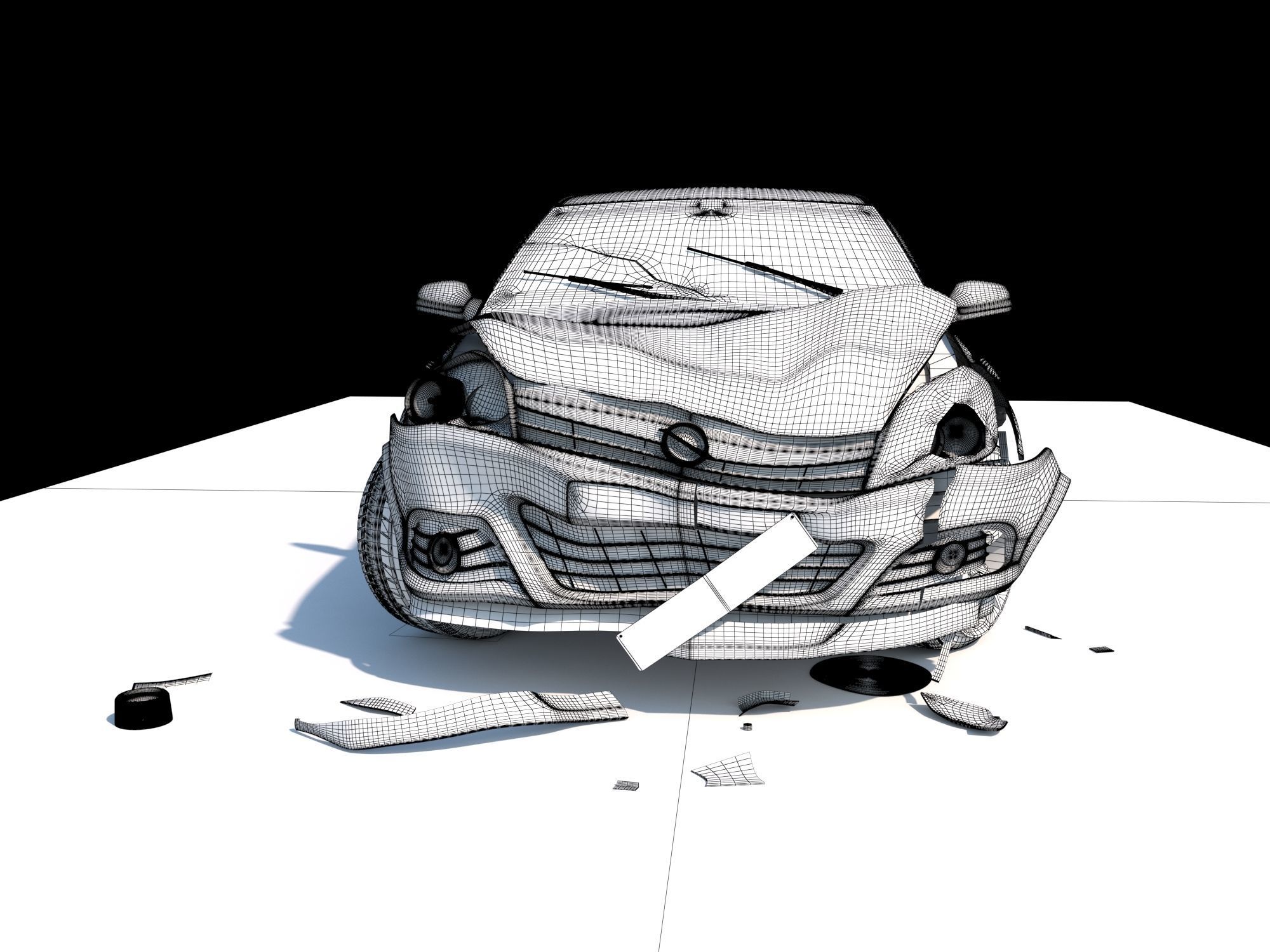 Crashed Wrecked Car 2 Low-poly 3D model_18