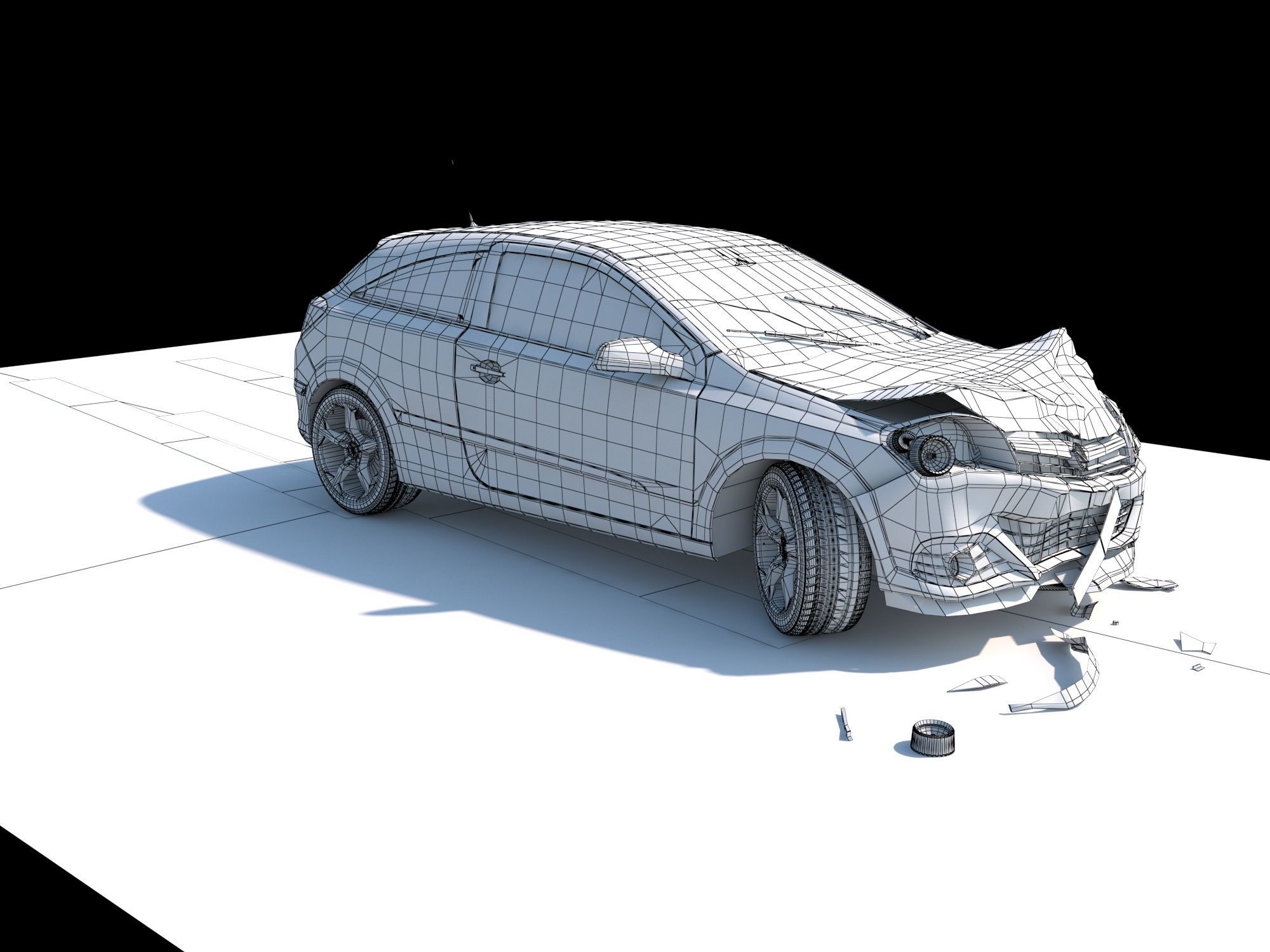 Crashed Wrecked Car 2 Low-poly 3D model_15