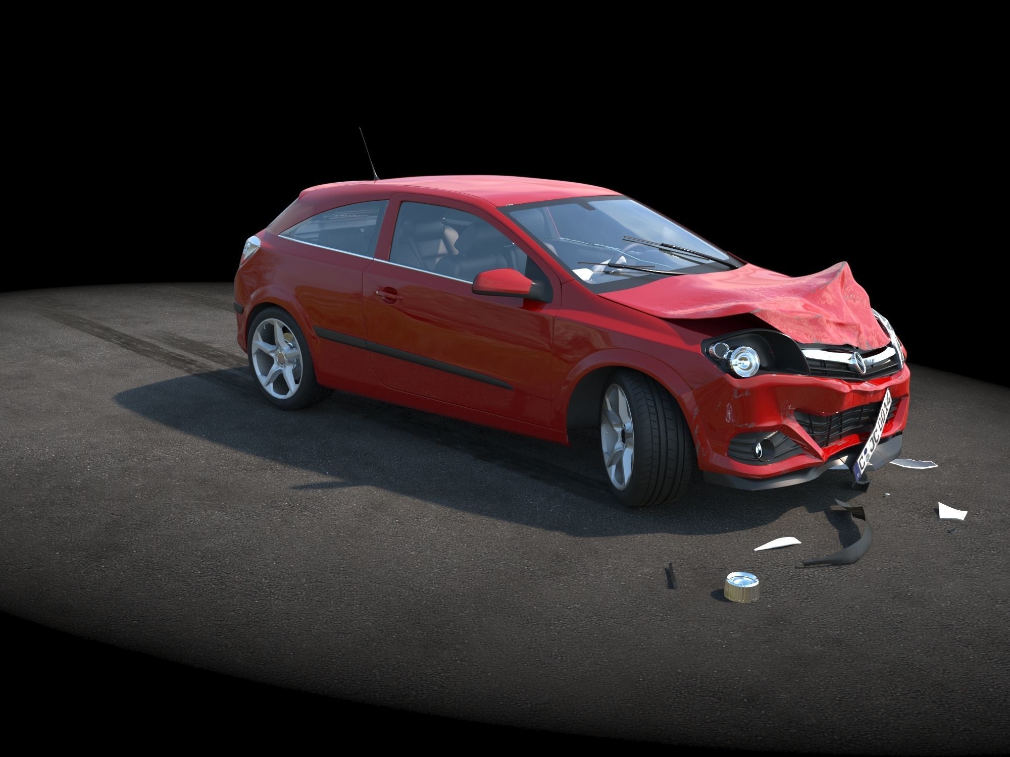 Crashed Wrecked Car 2 Low-poly 3D model_14