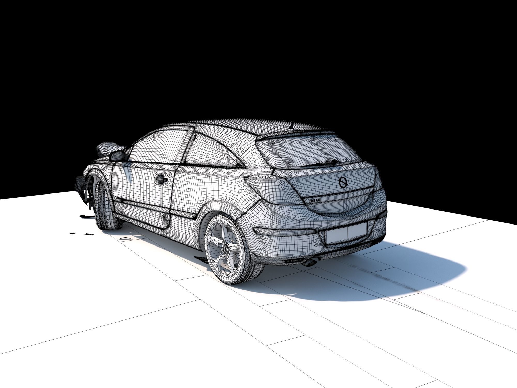 Crashed Wrecked Car 2 Low-poly 3D model_21