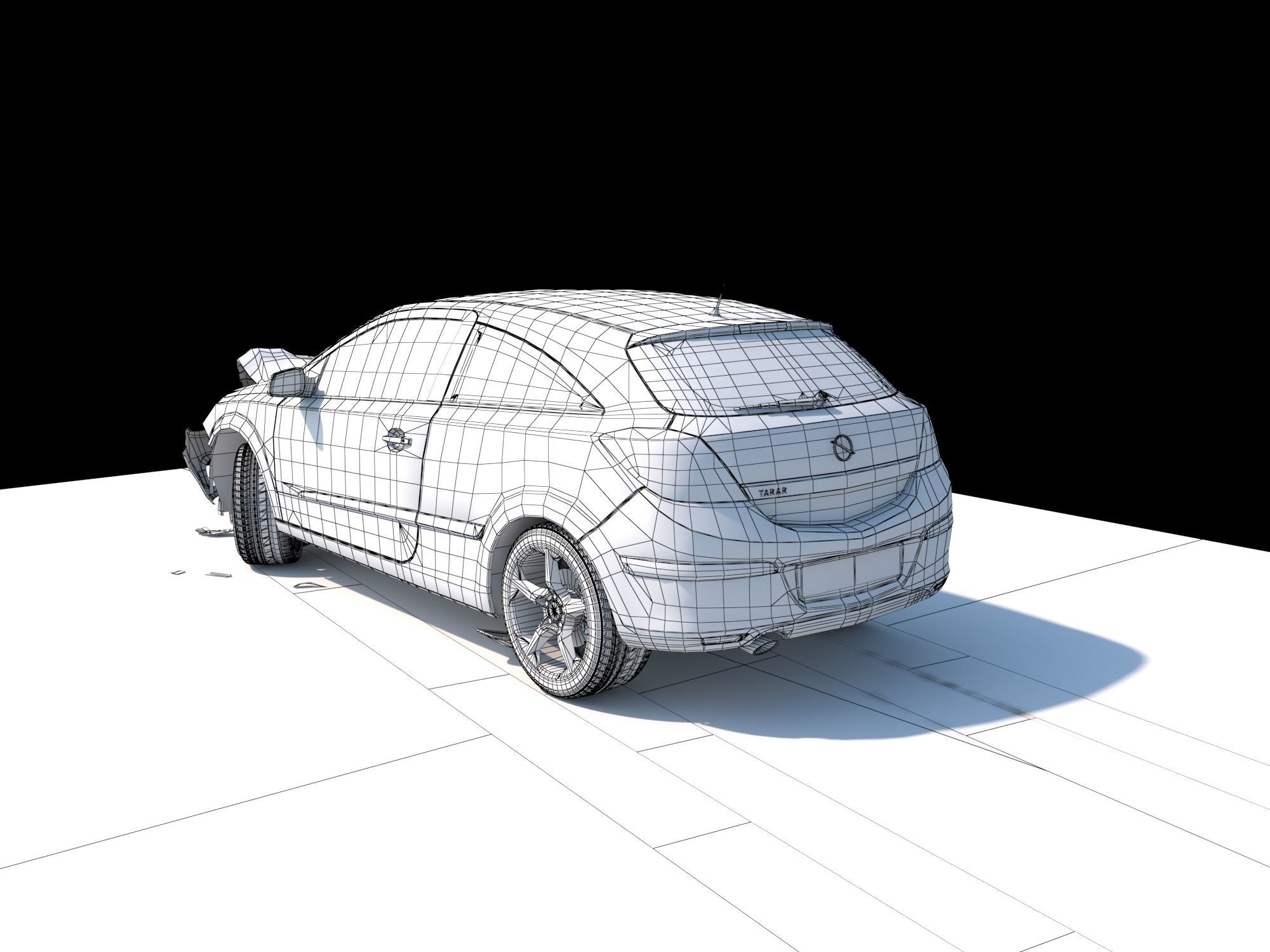 Crashed Wrecked Car 2 Low-poly 3D model_22