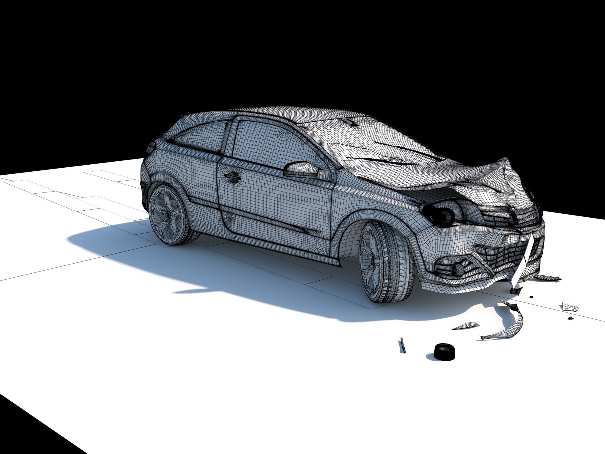 Crashed Wrecked Car 2 Low-poly 3D model_16