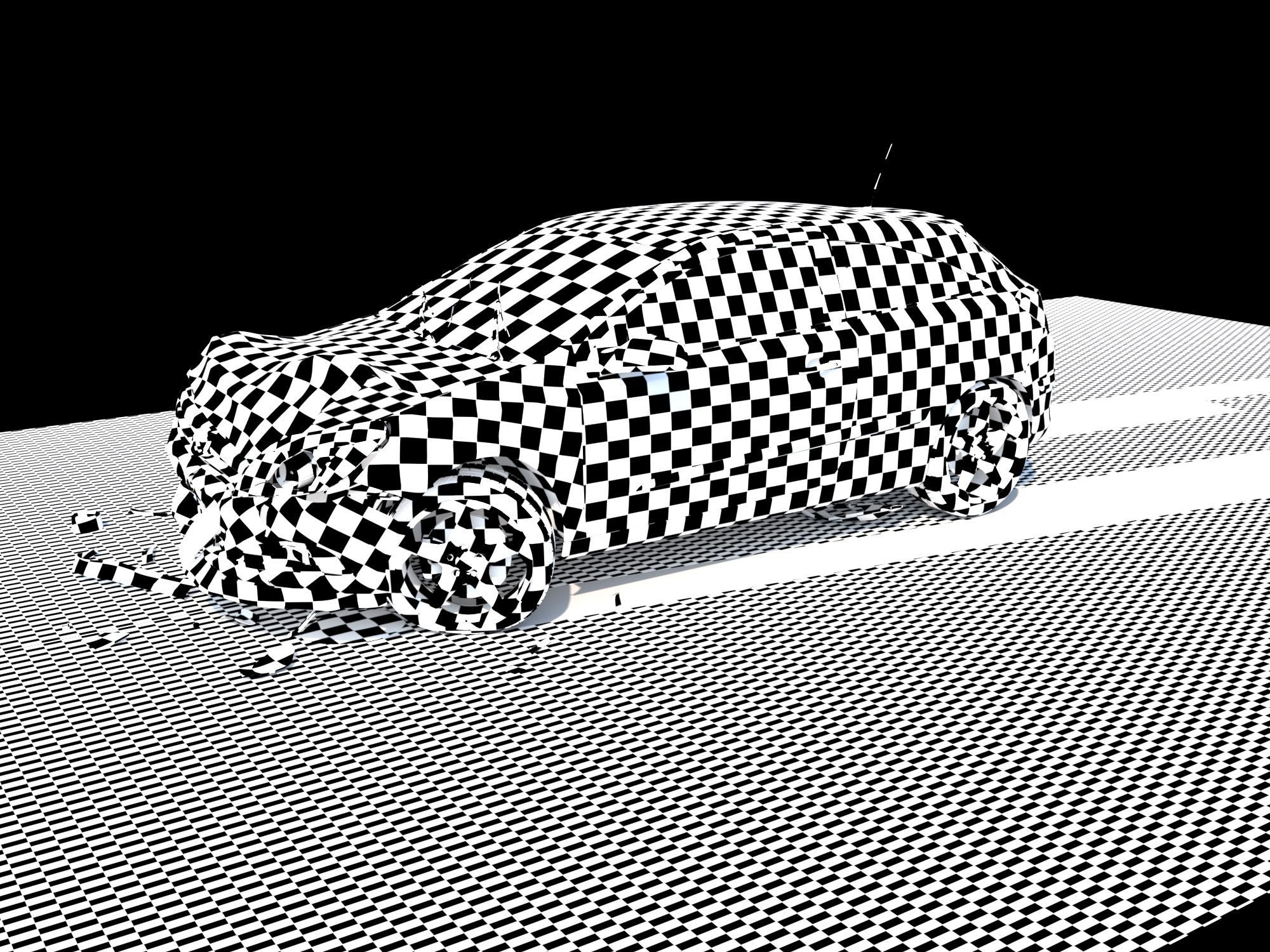 Crashed Wrecked Car 2 Low-poly 3D model_11