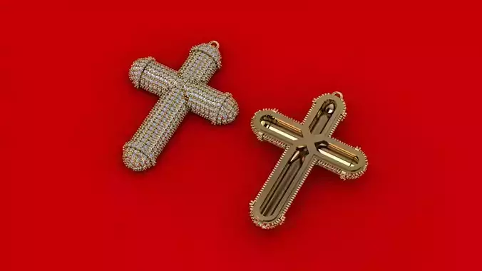 Fashion Gold Cross with Gemstones 3D print model