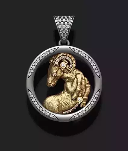 Horoscope Aries pendant with gems