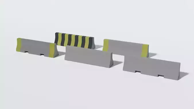 Concrete Barrier Collection Low-poly 3D model