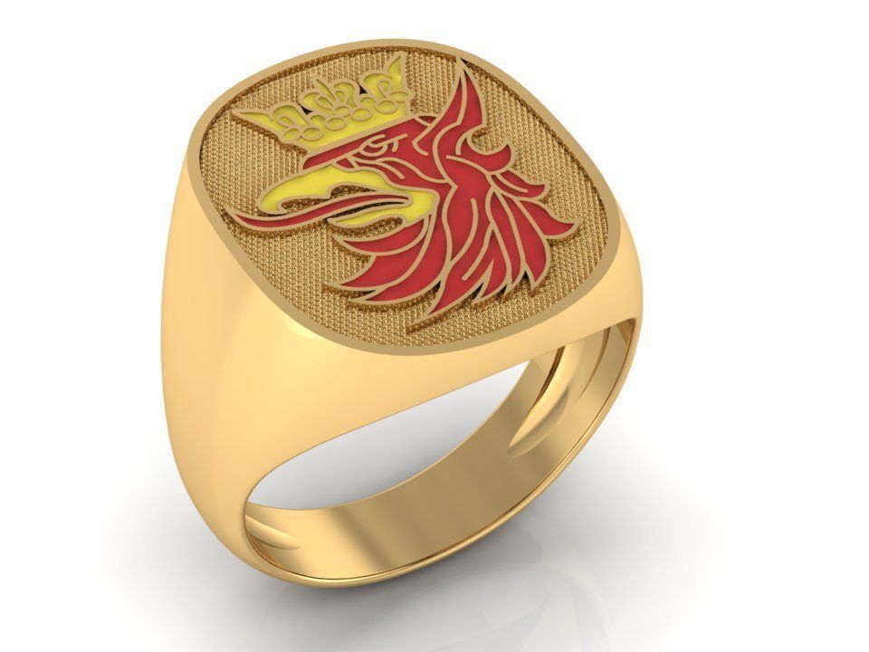 mens ring with eagle head two options    3D print model_3