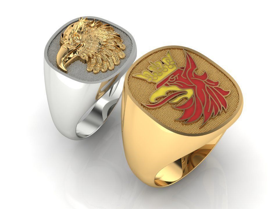mens ring with eagle head two options    3D print model_10