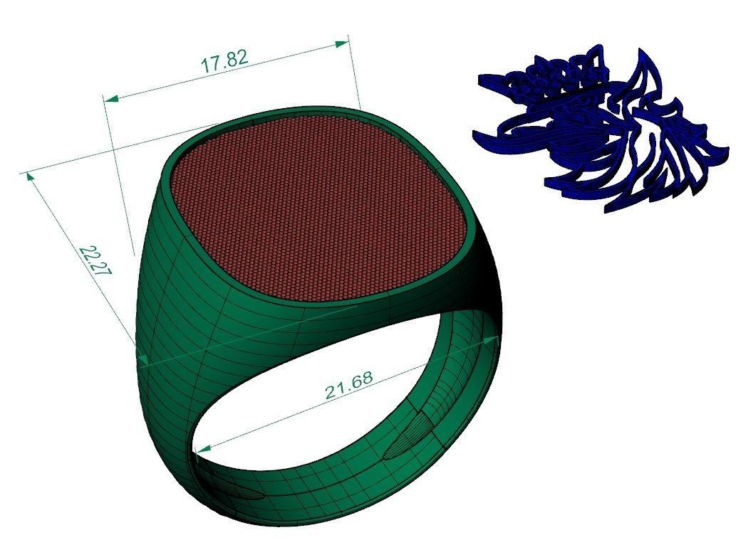 mens ring with eagle head two options    3D print model_6