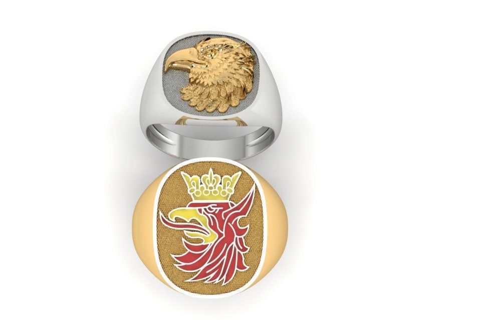 mens ring with eagle head two options    3D print model_2
