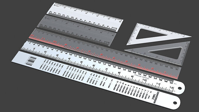 Ruler set 01 Low-poly 3D model