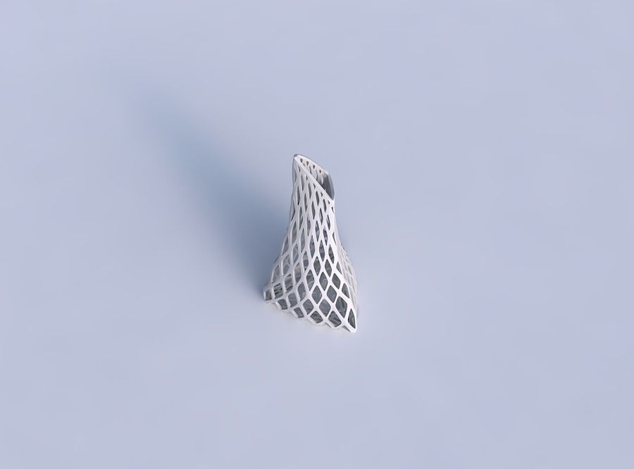 Vase grounded tipping triangle with diagonal grid lattice 3D print model_1