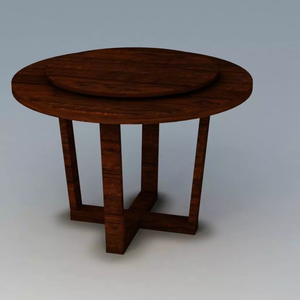 Table round wooden Free low-poly 3D model_0