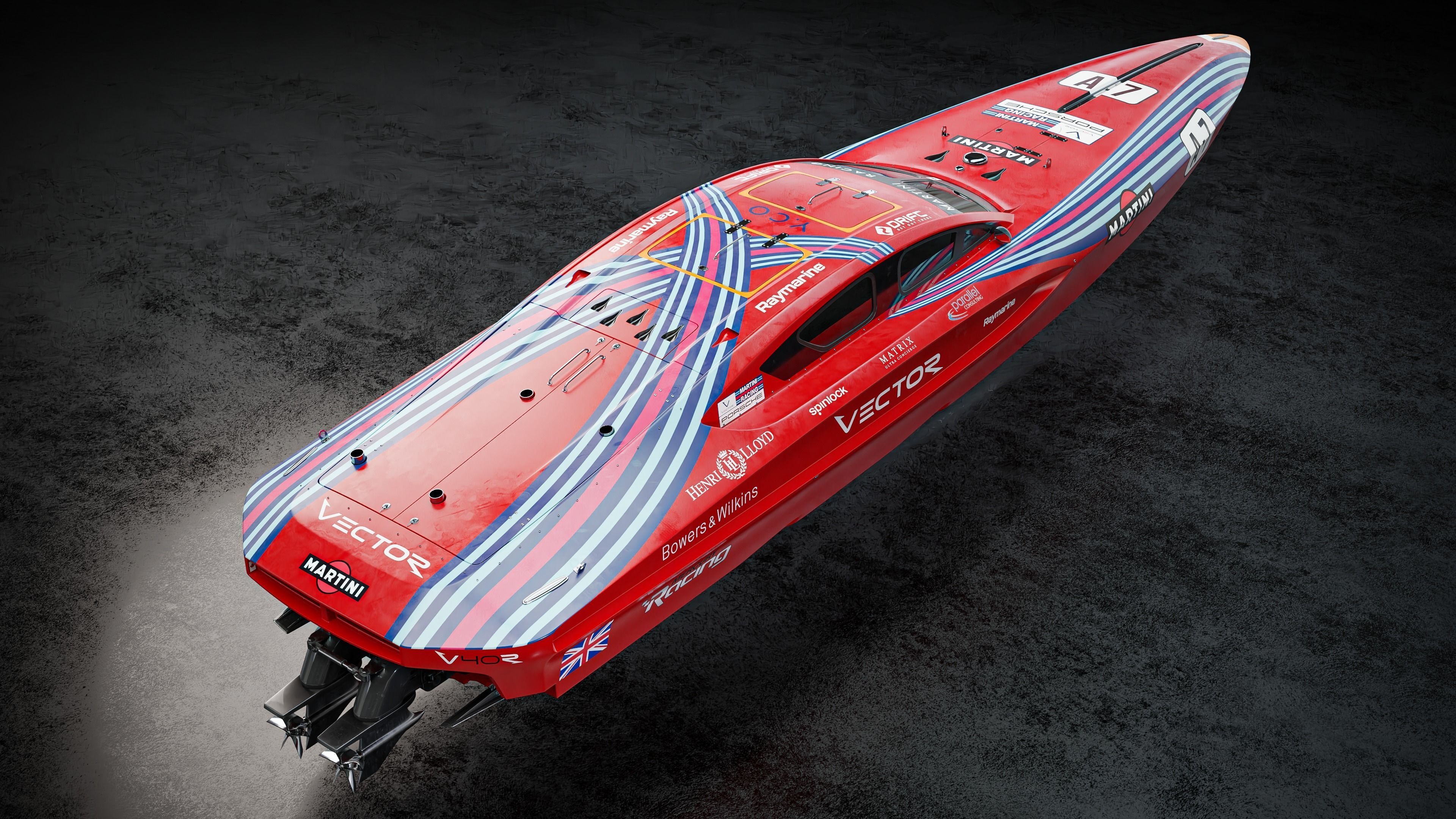 High Quality Vector V40R Martini x Porsche offshore powerboat 3D model_2