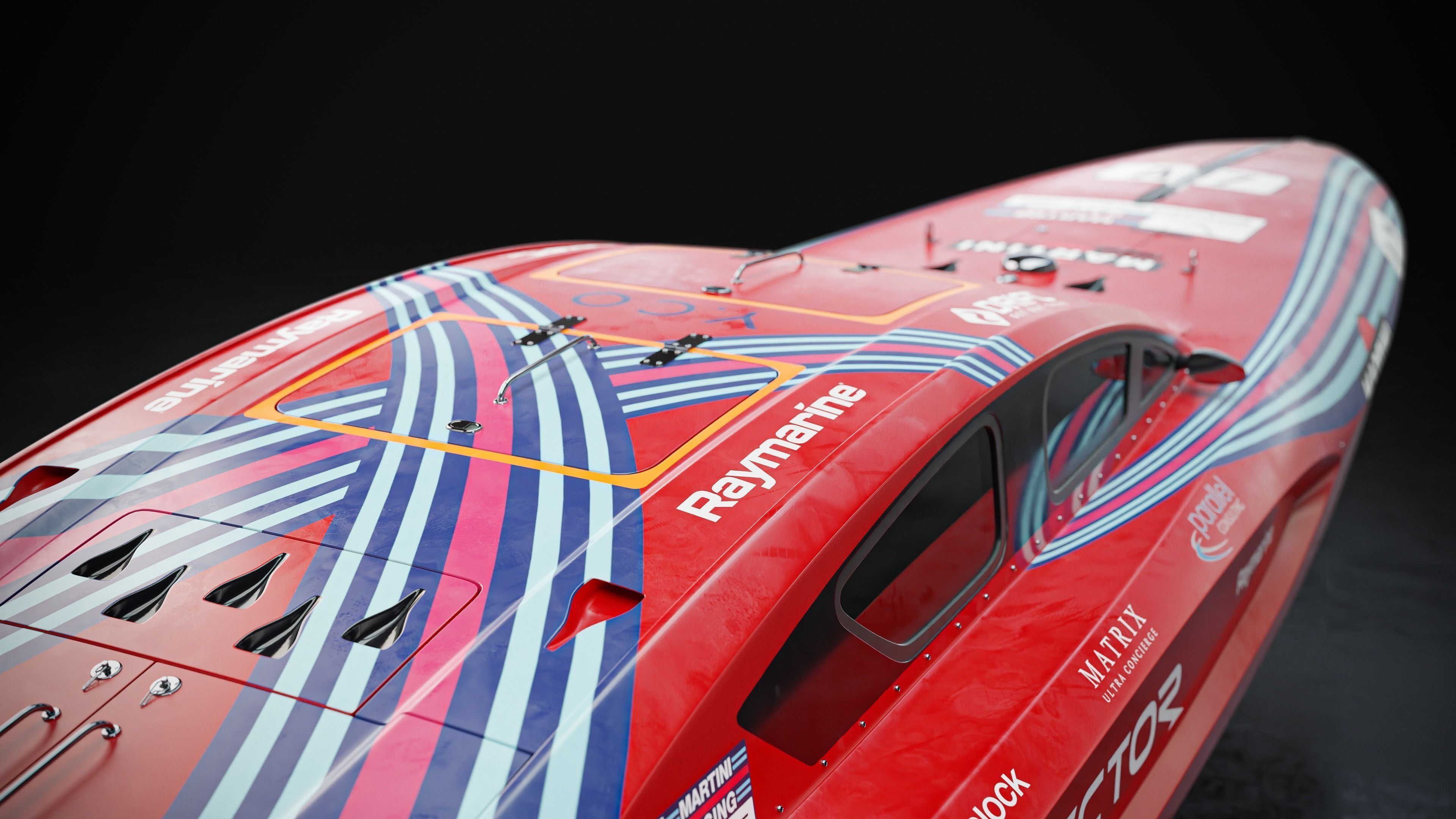 High Quality Vector V40R Martini x Porsche offshore powerboat 3D model_7