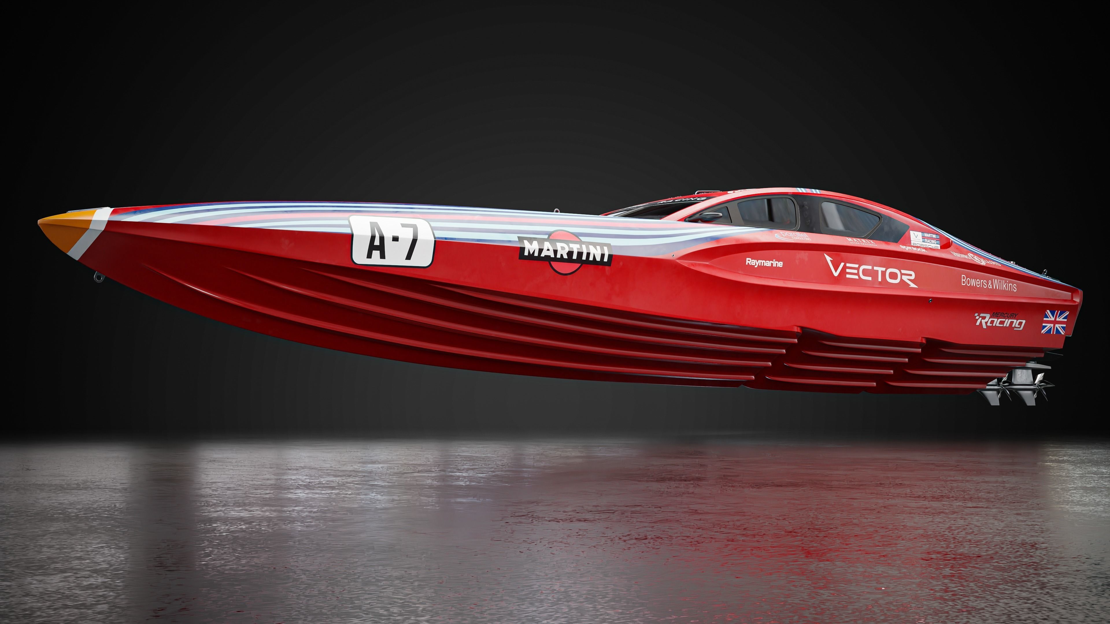 High Quality Vector V40R Martini x Porsche offshore powerboat 3D model_4