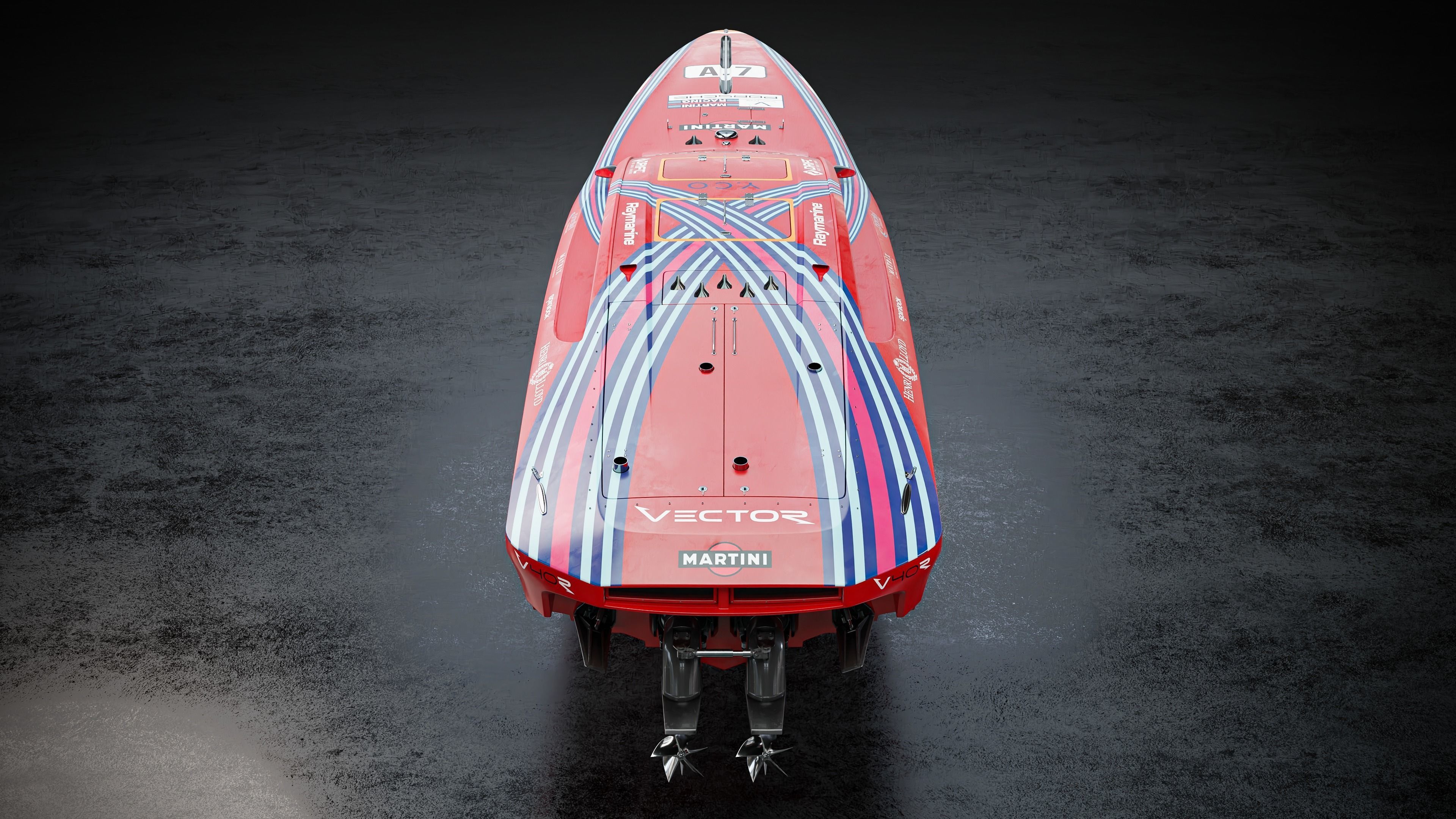 High Quality Vector V40R Martini x Porsche offshore powerboat 3D model_6