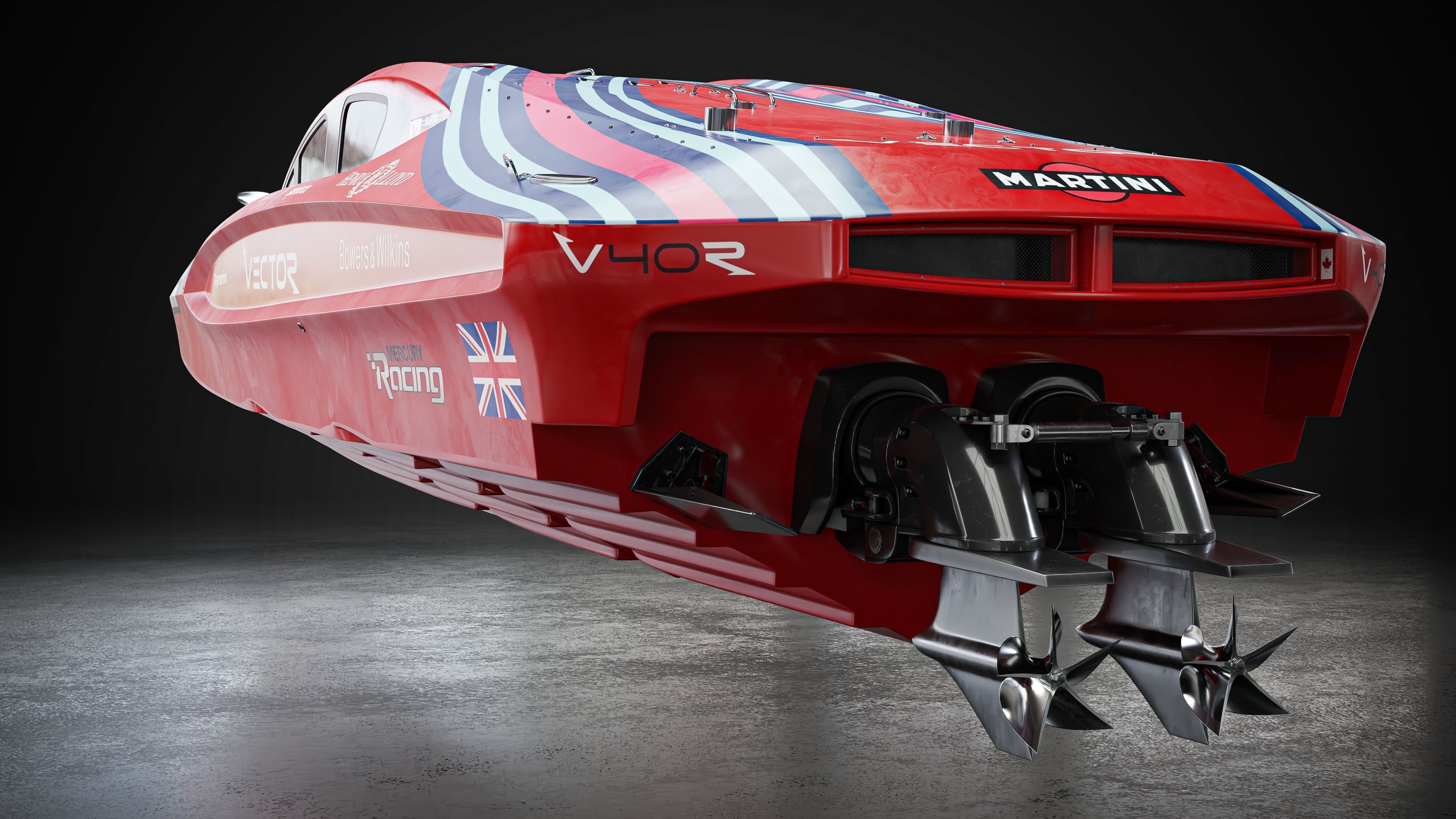 High Quality Vector V40R Martini x Porsche offshore powerboat 3D model_5