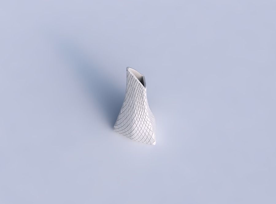 Vase grounded tipping triangle with diagonal grid plates 3D print model_1