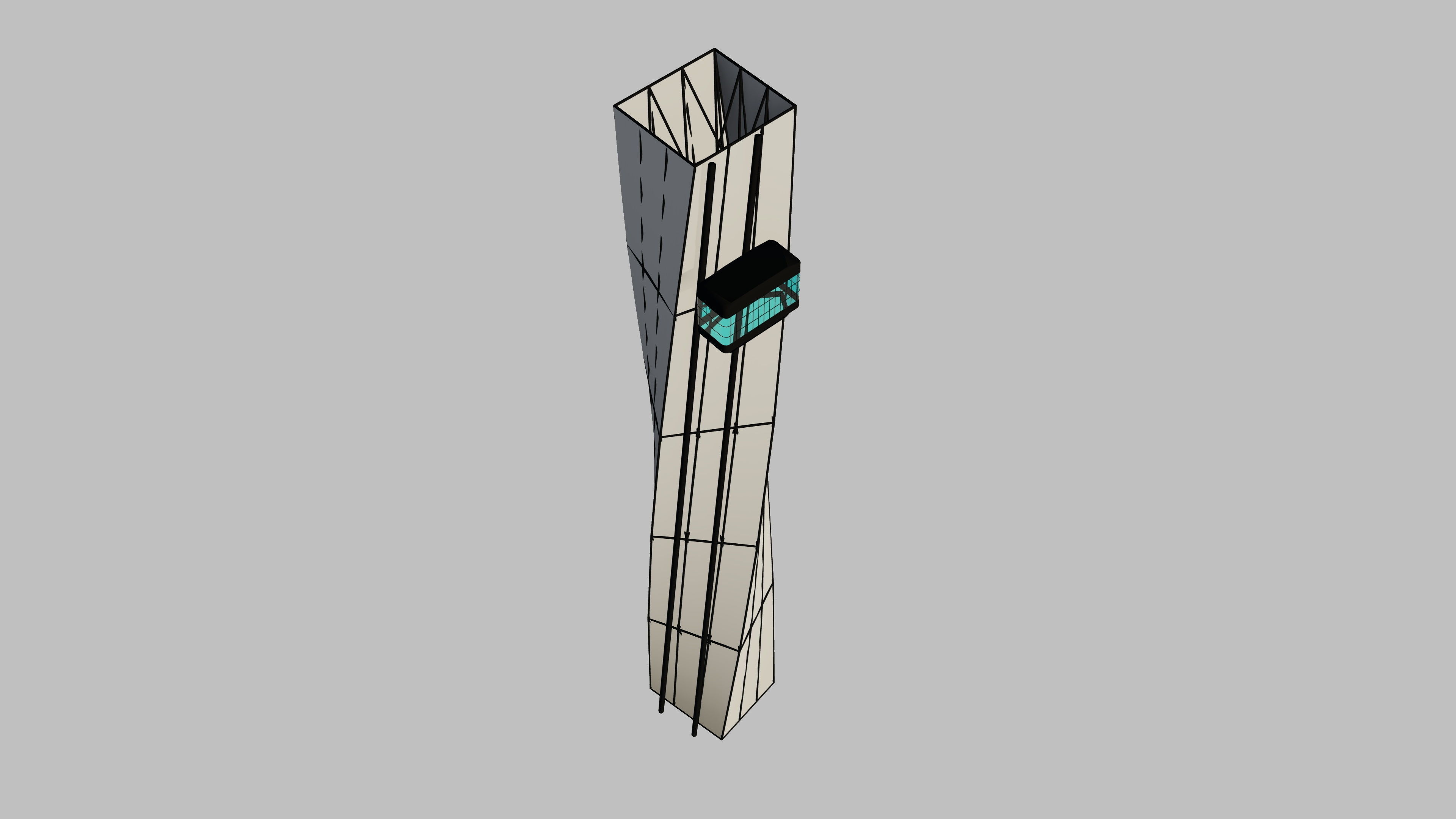twisted Elevator 3D Model Low-poly 3D model_3