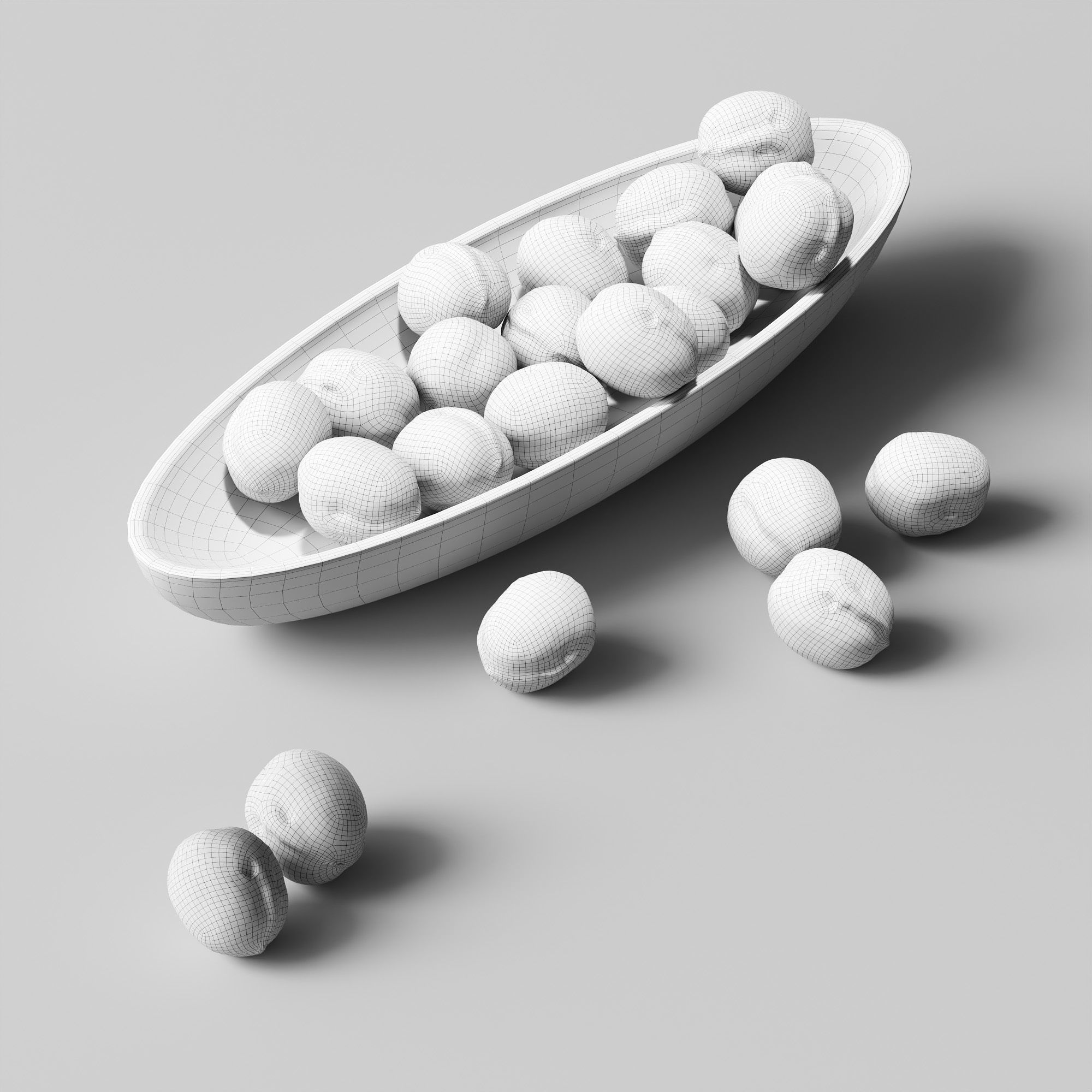 Walnut in a wooden nut bowl Low-poly 3D model_3