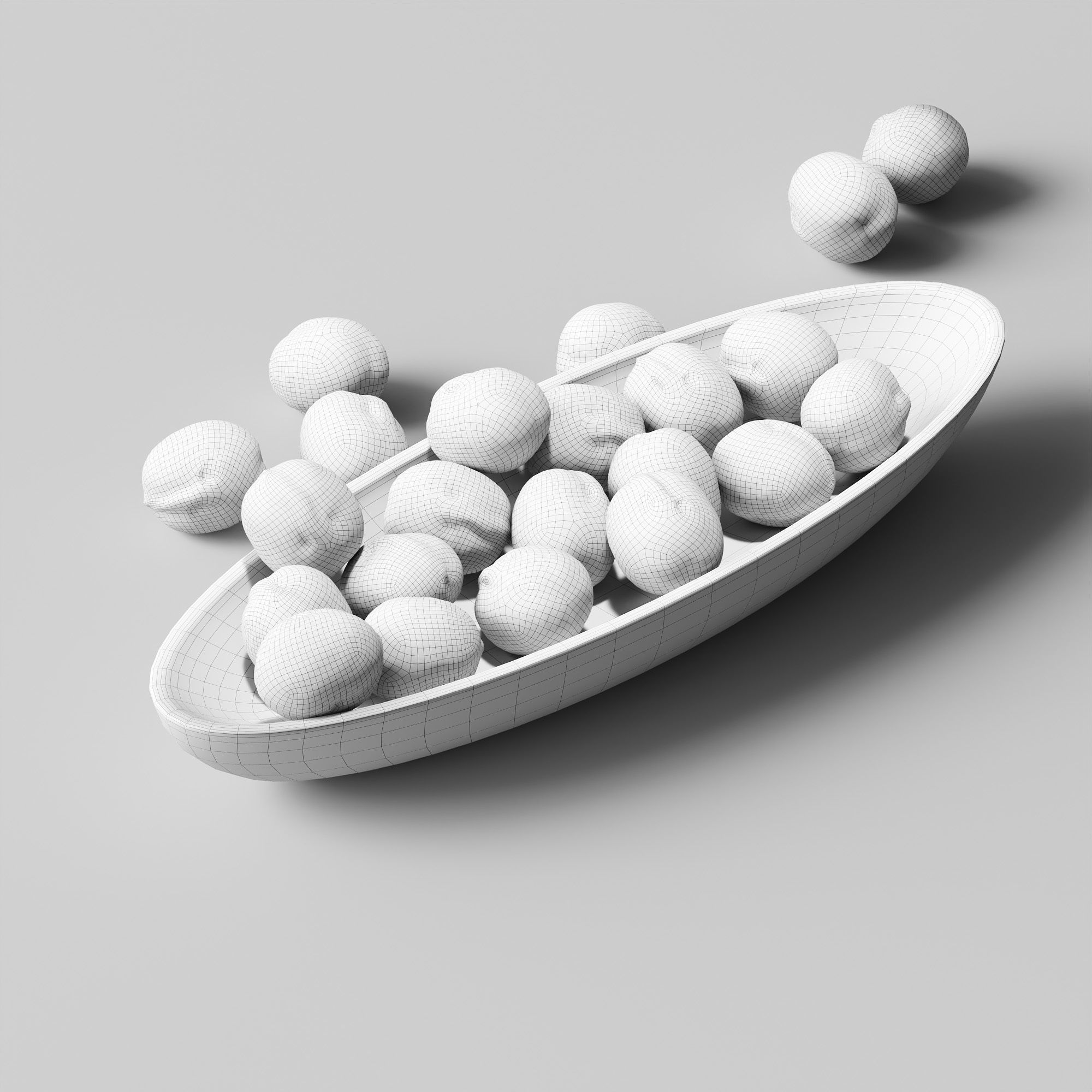 Walnut in a wooden nut bowl Low-poly 3D model_4