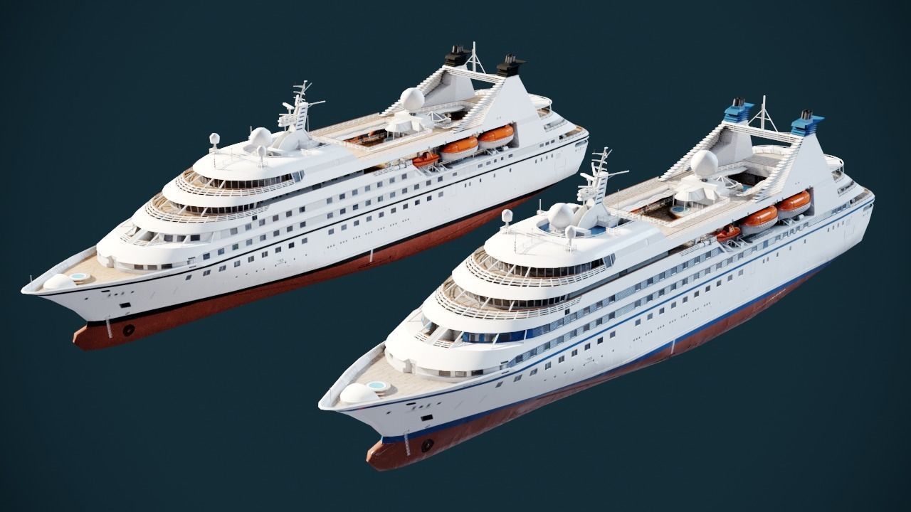 Luxury Cruiseship Low-poly 3D model_6