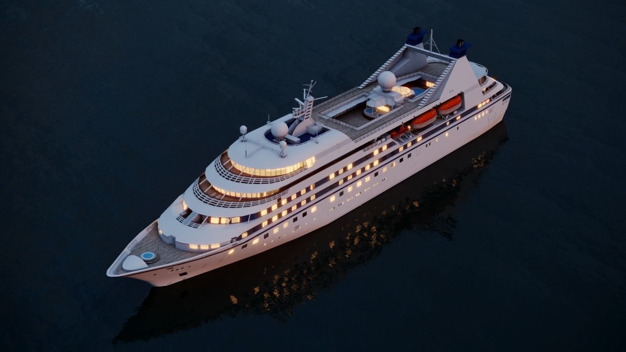 Luxury Cruiseship Low-poly 3D model_5